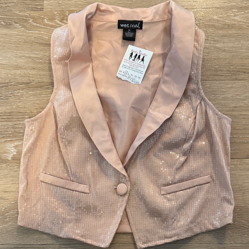 Wet Seal Blush Sequin Vest